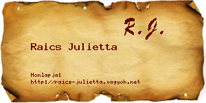 Raics Julietta névjegykártya